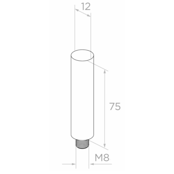 Handrail holder D12/75 mm, M8, AISI 304
