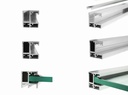 Aluminium profiles for french balconies with glass, with mounting to the window frame