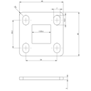Steel flange 20x20x3mm/50x50mm