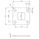 Steel flange 25x25x3mm/60x60mm