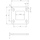 Steel flange 40x40x4mm/80x80mm