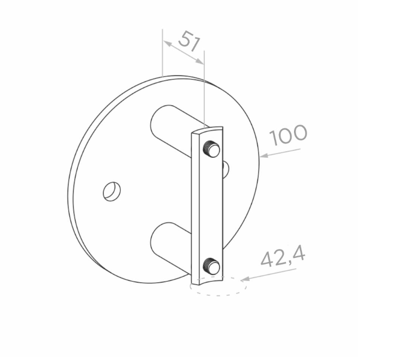 Stiprinājums pie sienas 42,4 D100 h51 AISI 304