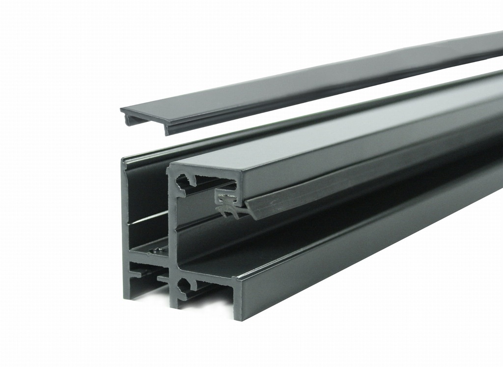 Aluminium profiles for french balconies with glass, with mounting to the window frame (painted RAL7016)