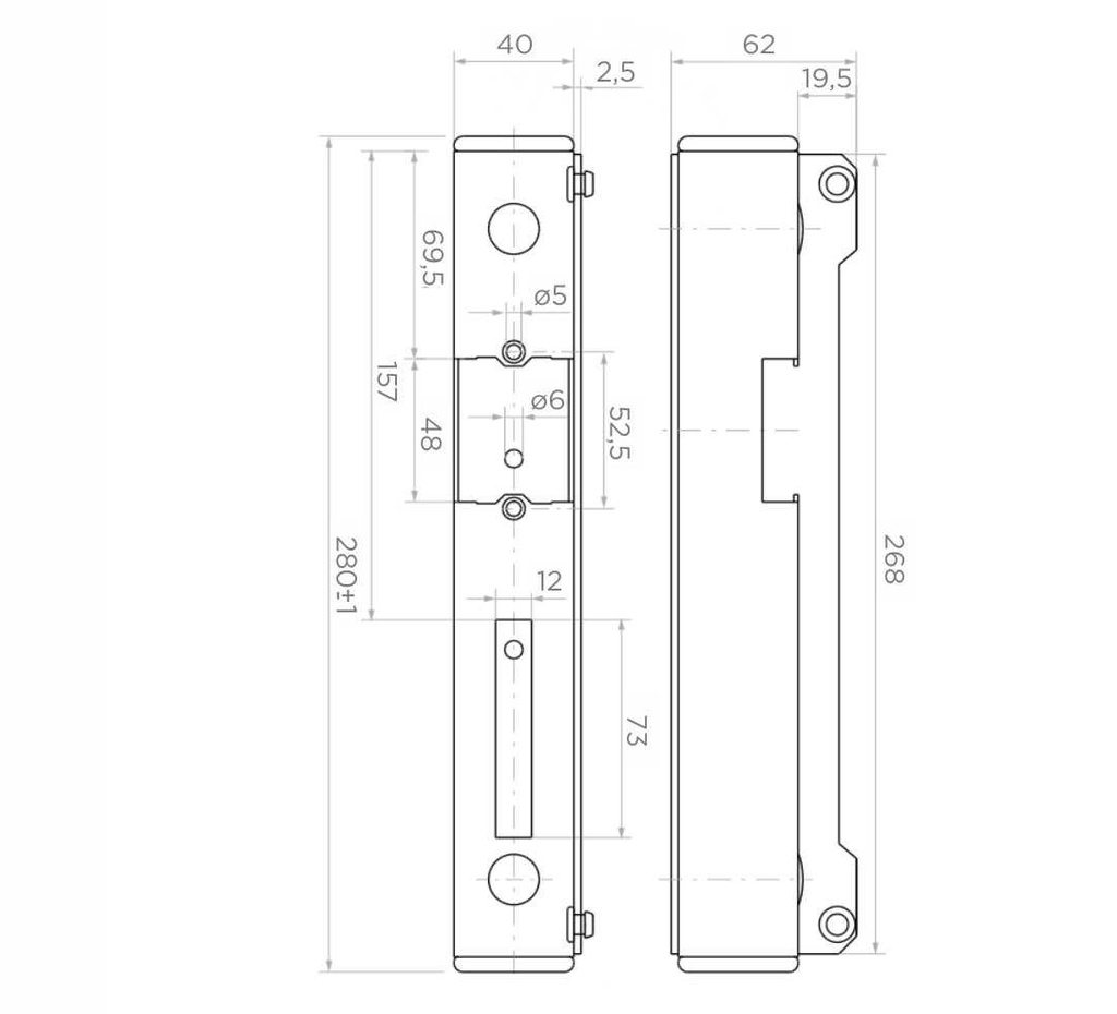 Electric hook cassette H280 mm