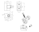 Hinge 180° for glass clamps, AISI 304, for d42,4 surface