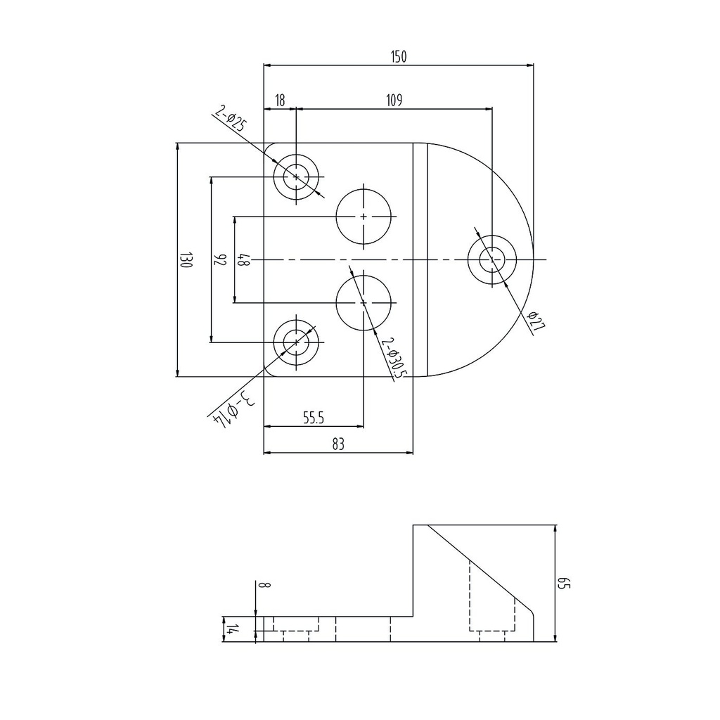 Gate stopper, galvanized steel with rubber coating