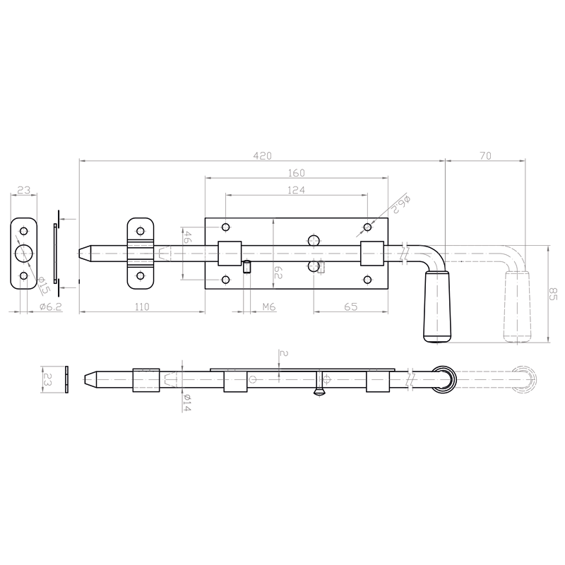 Gate arrow L420, D14mm