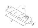 Handrail plate 42,4mm, AISI 304, Satin