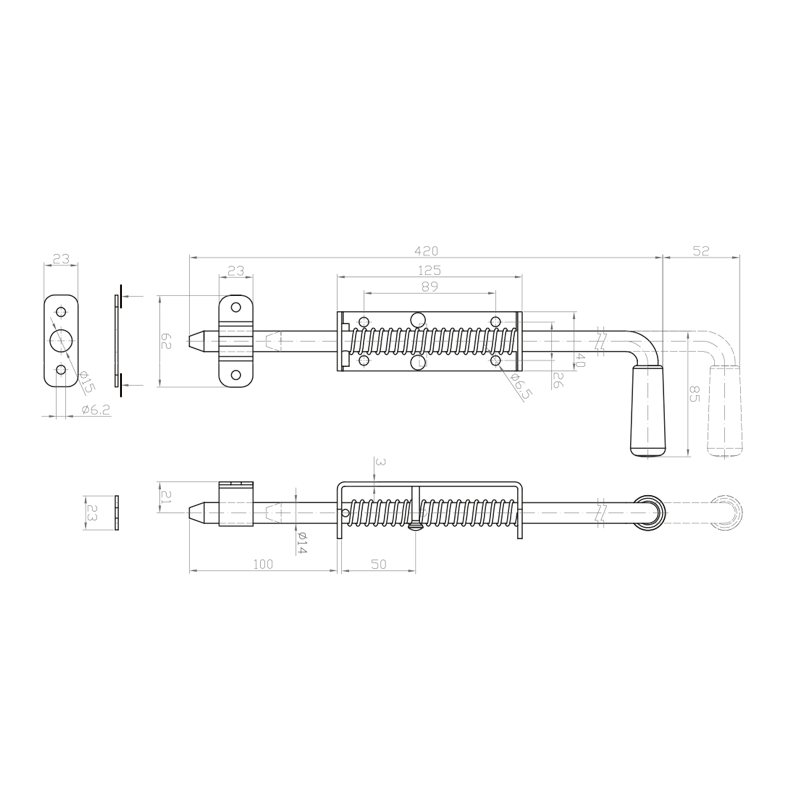 Gate arrow with spring L420, D14mm