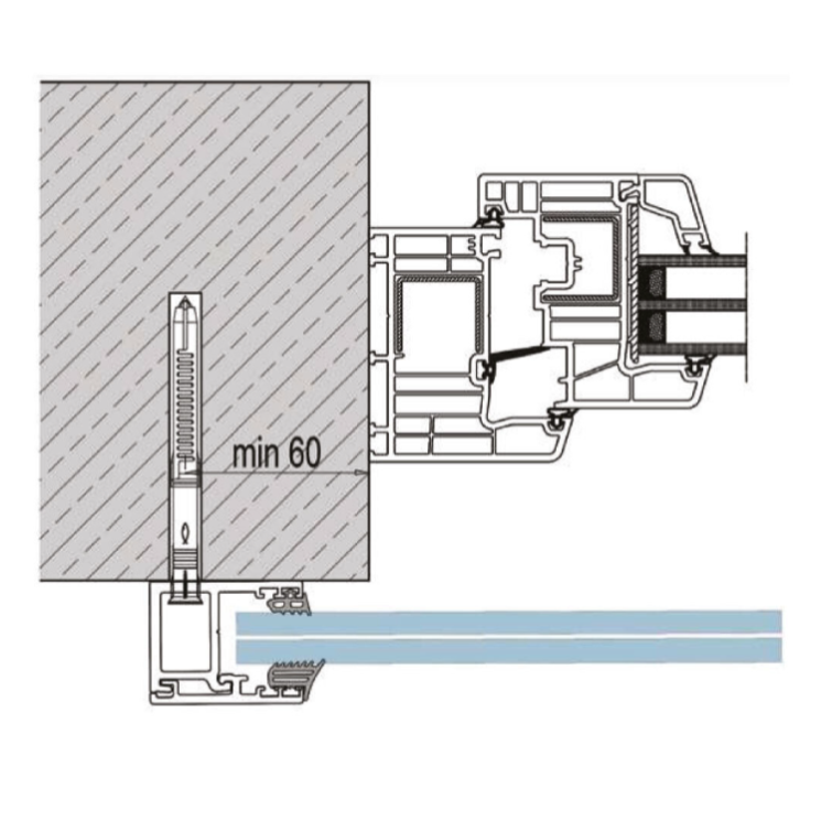 Set with aluminium profiles for french balconies, for glass 10-10,52mm