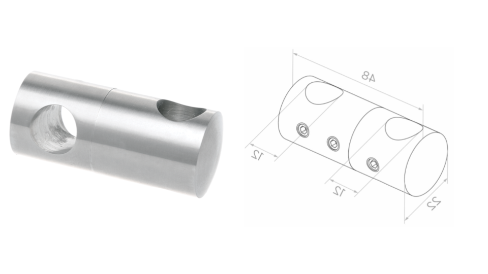 Rod crossbar holder 42,4 d12 D22 H48 AISI 304