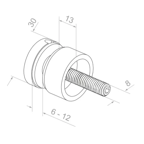 Stika turētājs M8 D30 AISI 304 (1).webp