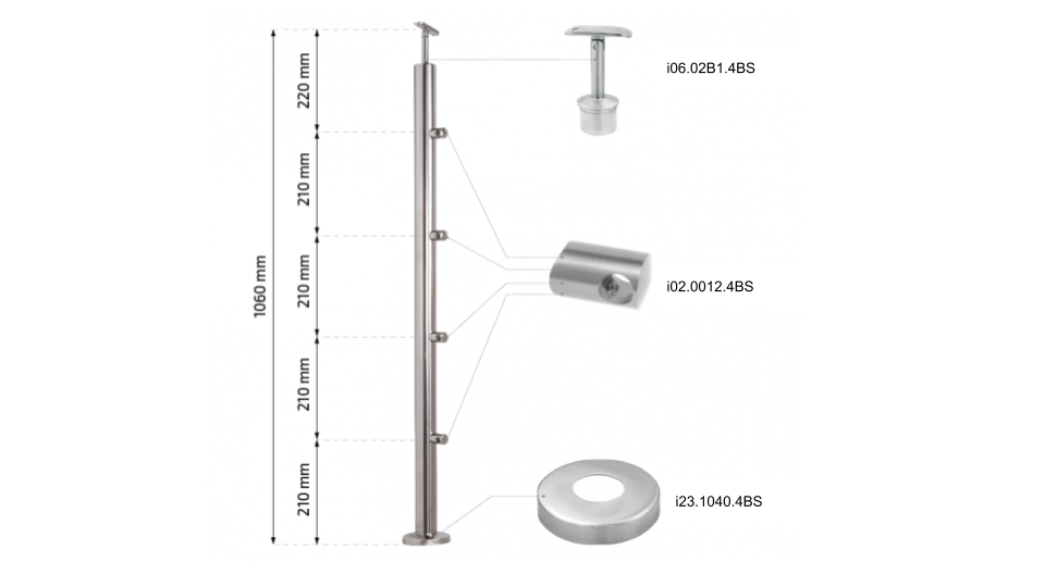 Inox post 42,4 H1060 AISI 304