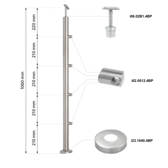 Inox post 42,4 H1060 AISI 304