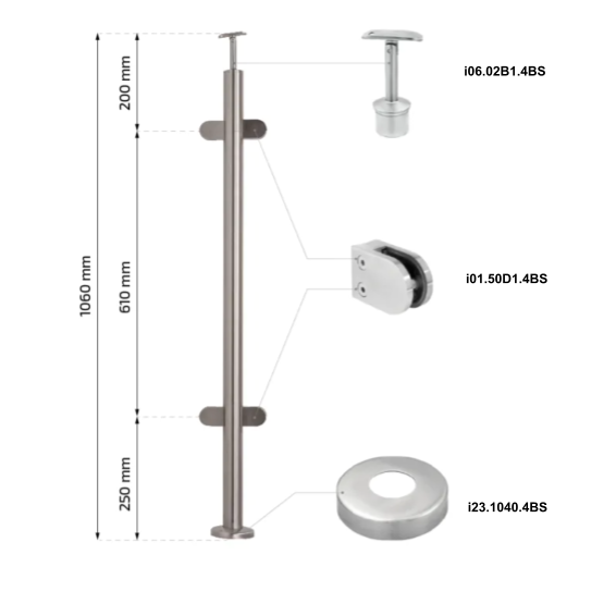 Inox post 42,4 H1060 AISI 304