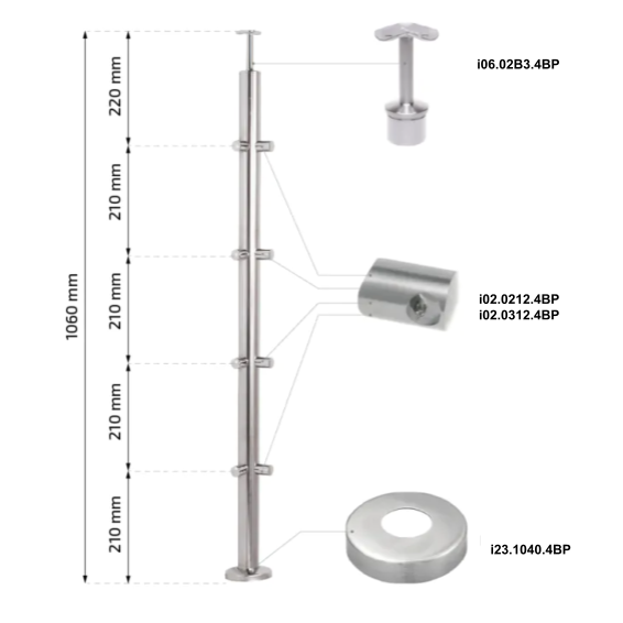 Inox post 42,4 H1060 AISI 304 ( POLISHED )