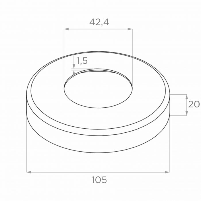 Left handrail post, stainless steel Fi42.4 / H1060 mm, 2 handles