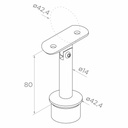 Left handrail post, stainless steel Fi42.4 / H1060 mm, 2 handles