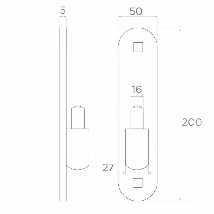 Hinge screwed d16 D27 H200 L50