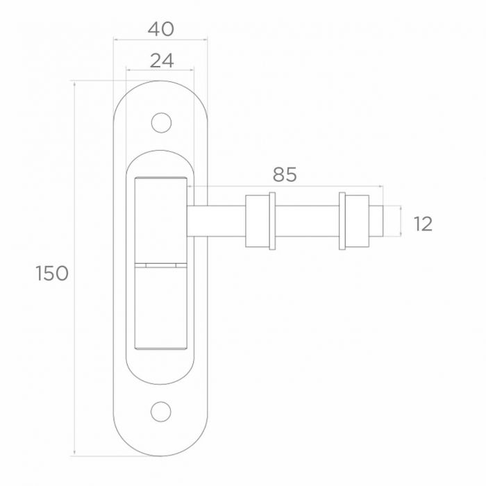 Adjustable hinge D24 M12 140 x 40 mm