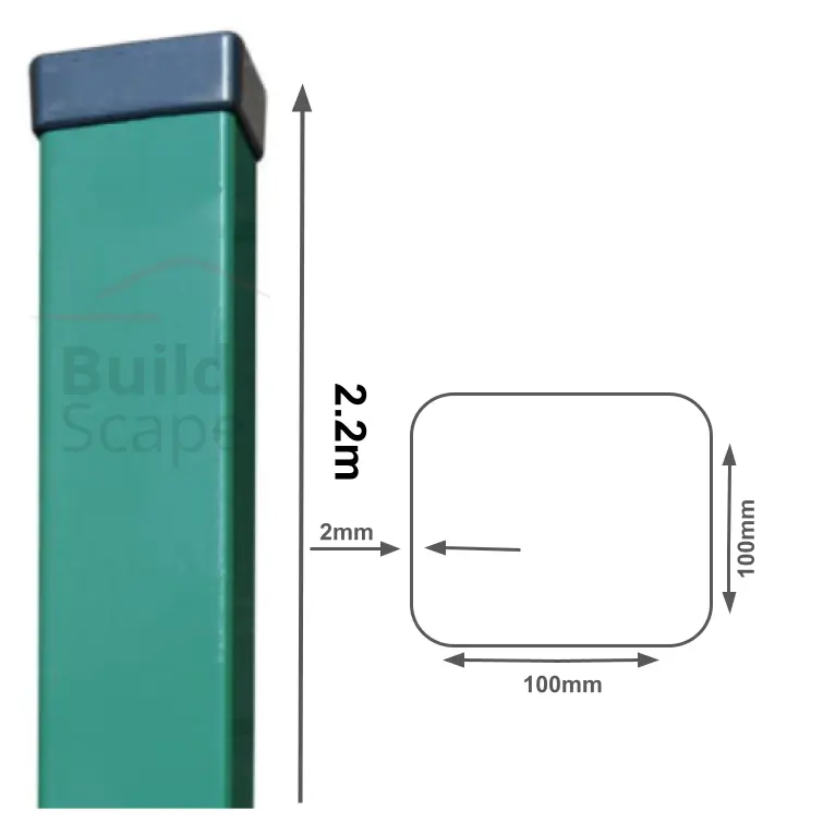 Metal post 100x100x2mm, RAL6005 (2).webp