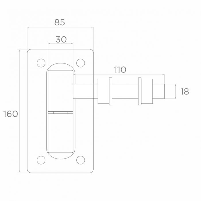 Adjustable hinge D30 M18 160 x 85 mm