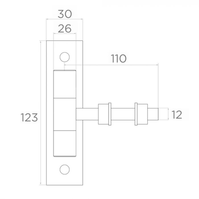 Adjustable hinge M12 123 x 30 mm