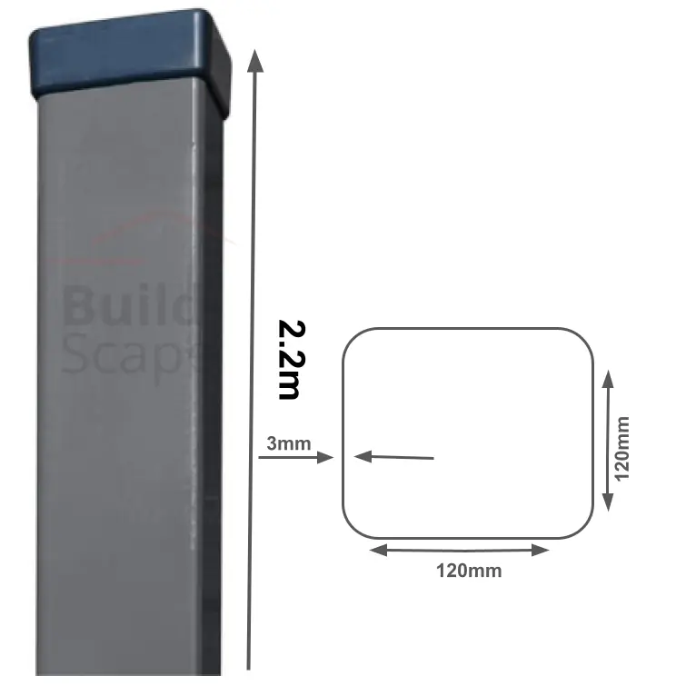 Metal post 120x120x3mm, RAL7016 (2).webp