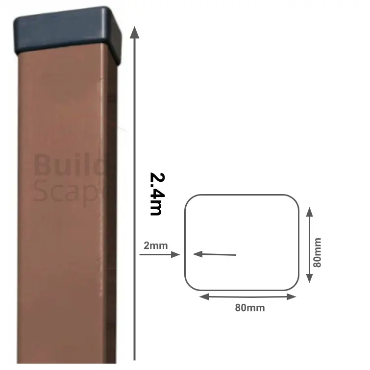 Metal post 80x80x2mm, RAL8017.webp