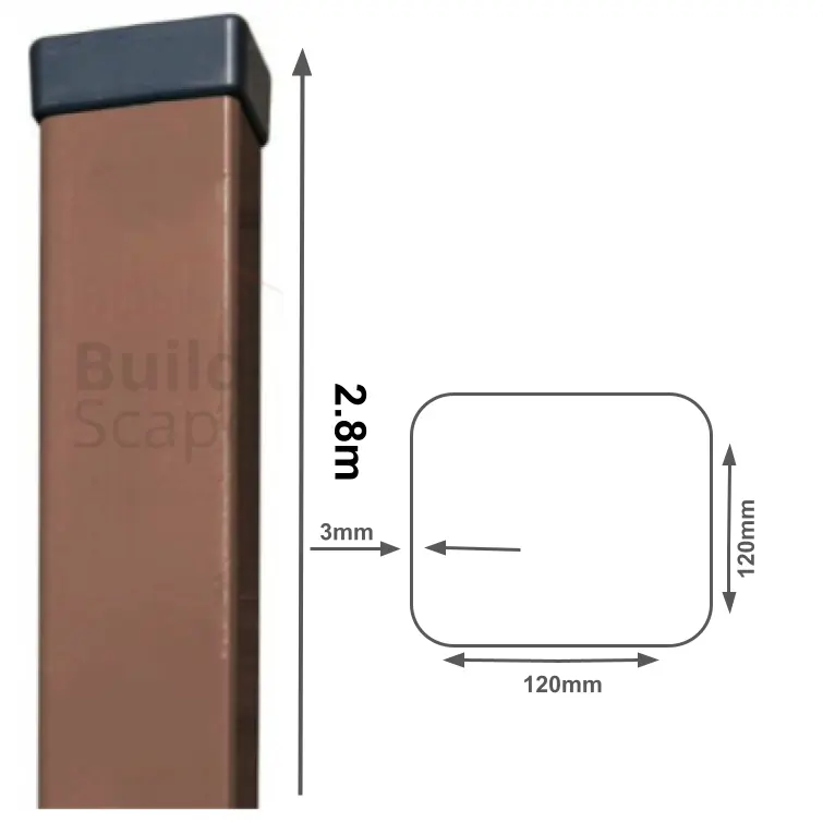 Metal post 120x120x3mm, RAL8017 (1).webp