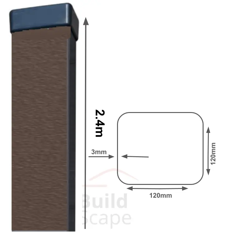 Metal post 120x120x3mm, RAL8019.webp