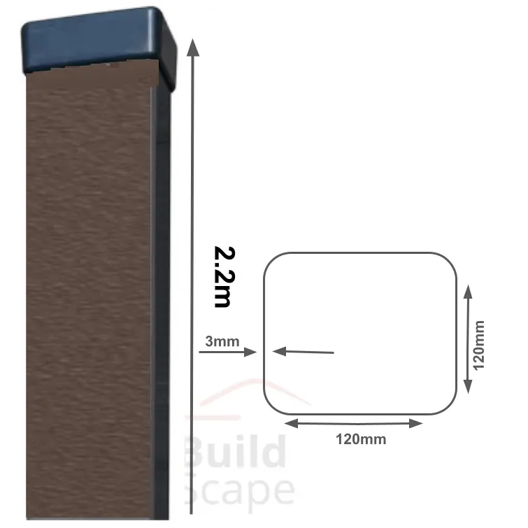 Metal post 120x120x3mm, RAL8019 (2).webp