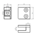 Glass clamp 30x30mm AISI 304 Satin ( for flat surface )