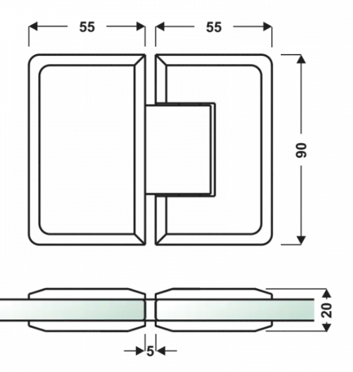 Hingo for shower cabin 180°