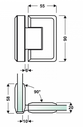 Hinge for shower cabin 90°