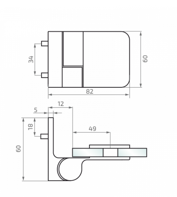 Hinge for shower cabin 90°