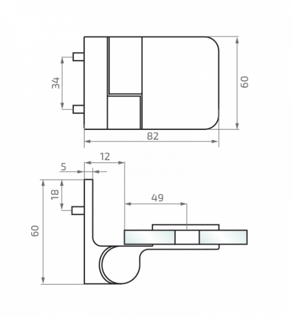 Hinge for shower cabin (right) 90°