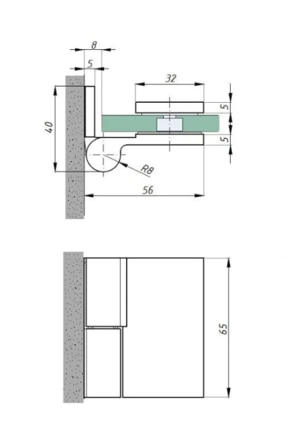 Hinge for shower cabin H65