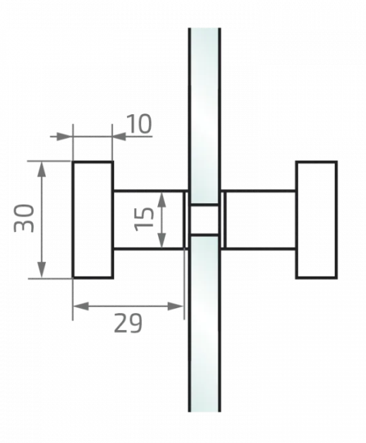 Double-sided door knob for shower 30x30 mm