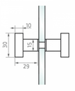 Double-sided door knob for shower 30x30 mm