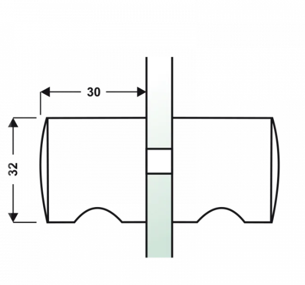 Double-sided door knob for shower D32 mm