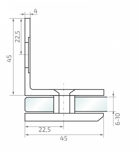 Wall bracket 90° 45x45 mm