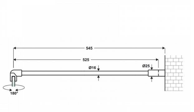 Wall glass stabilizer for shower cabin L500 mm