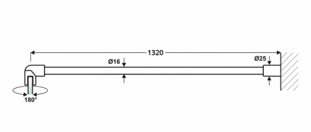 Wall glass stabilizer for shower cabin L1300 mm