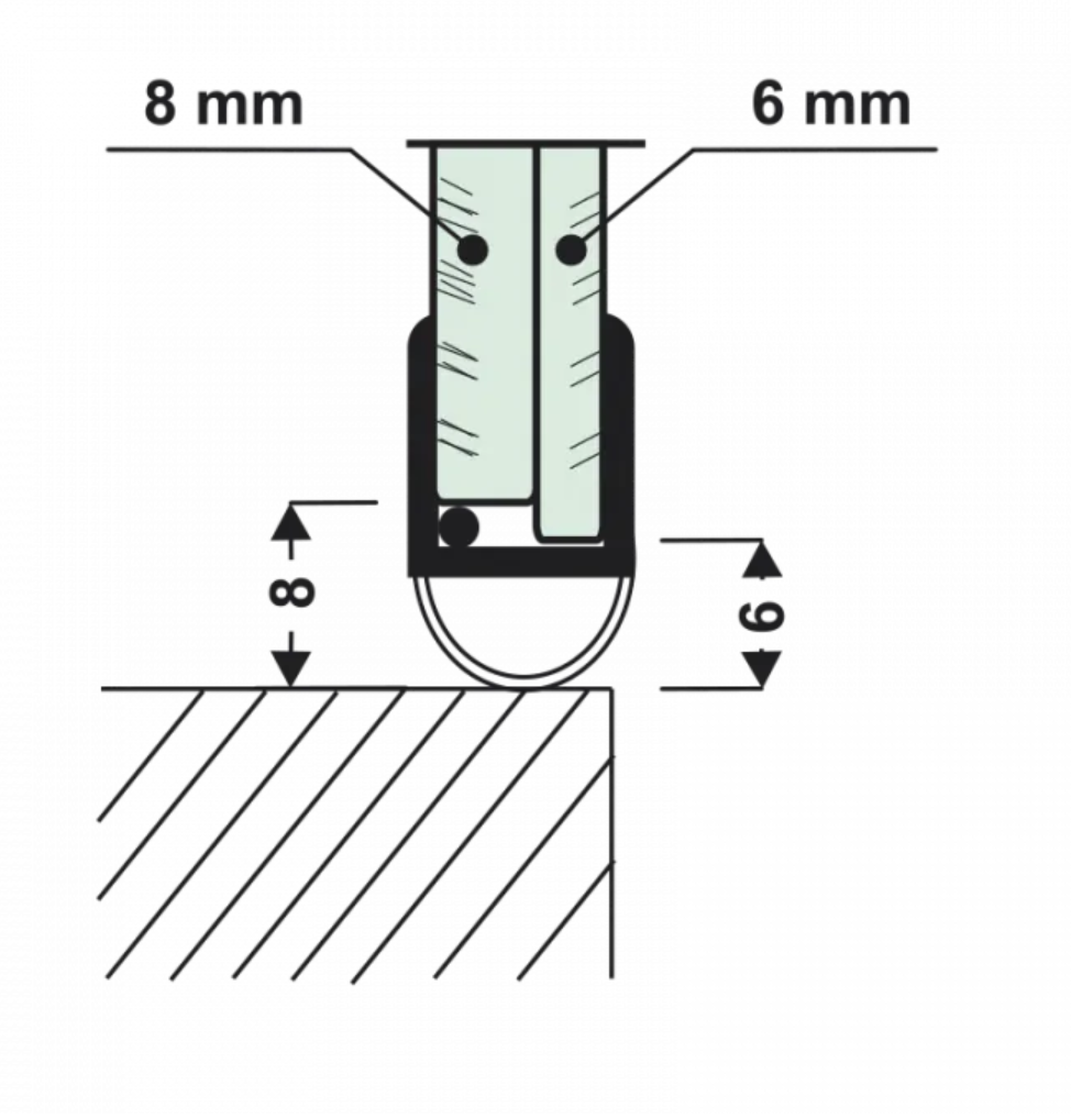 Glass door seal L2100 mm