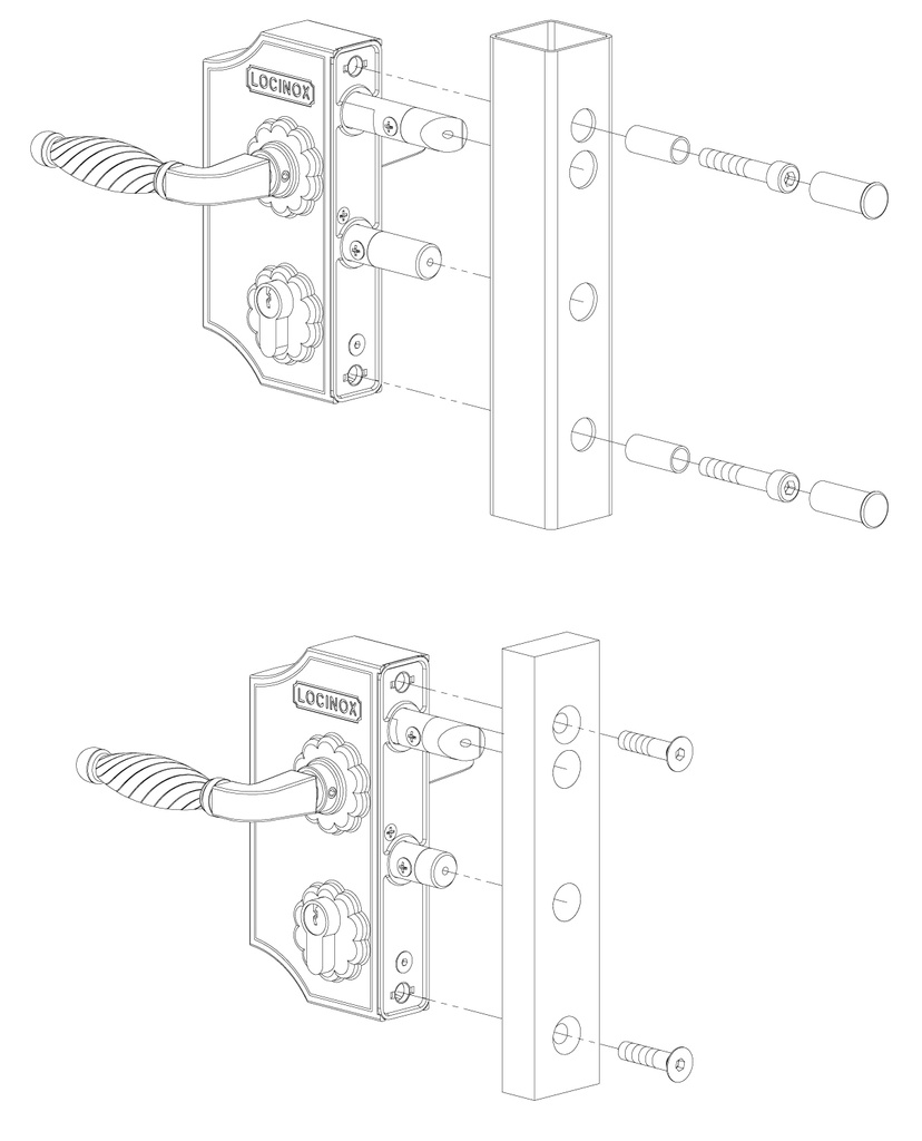 Ornamental lock LOCINOX, 30-50 mm, RAL 9005 (black)