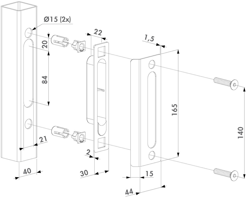 Door clip SPKZ-QF-40-9005, RAL 9005 (black)