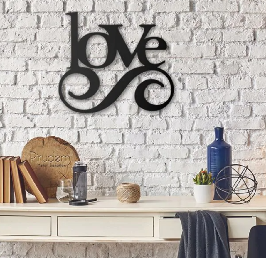 Inscription Love - metal wall decoration 430 x 500 mm