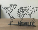 World Map - metal standing ornament 160x300x2 mm