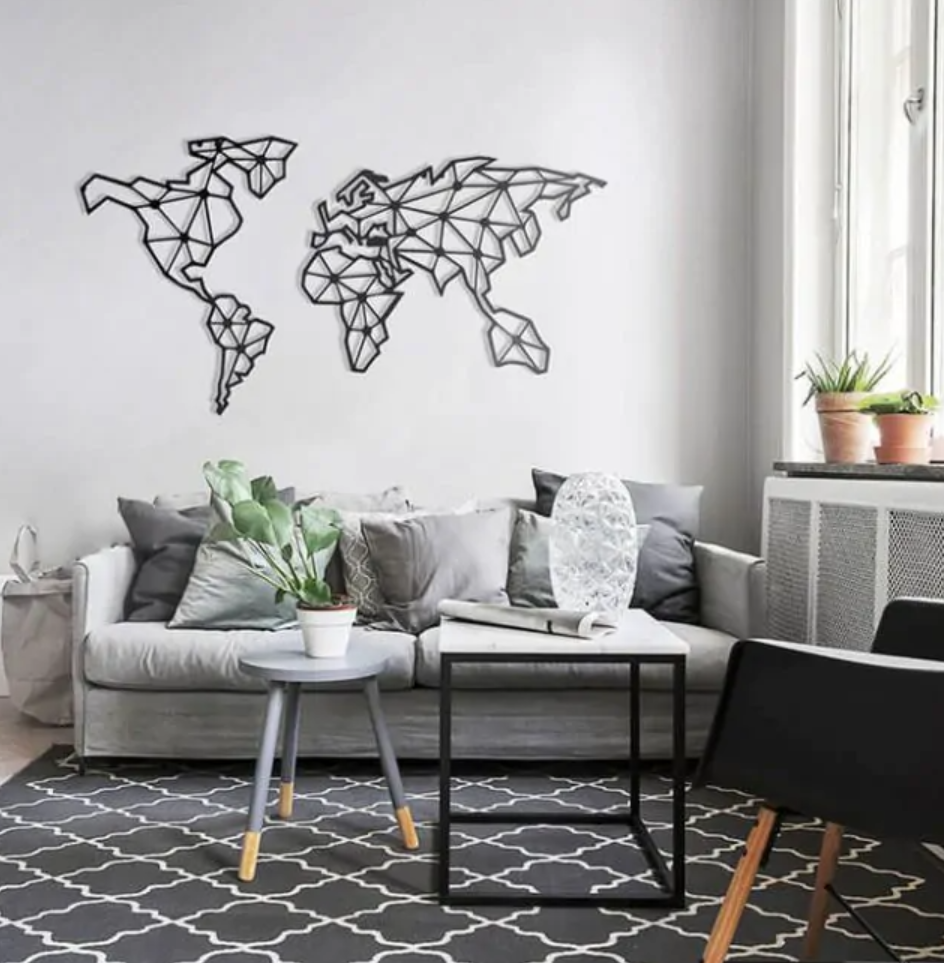 World Map - metal wall decoration 640 x 1200 mm